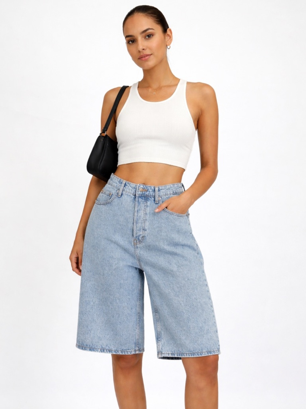 H&M Light Blue Denim Bermuda Shorts